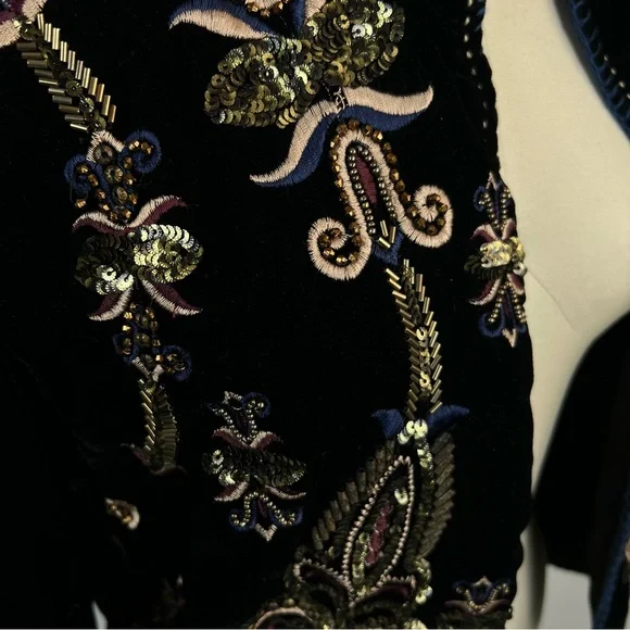 ZARA Premium Velvet Embellished Bolero Jacket Sz M Black Rare Blogger Fav - Picture 9 of 10